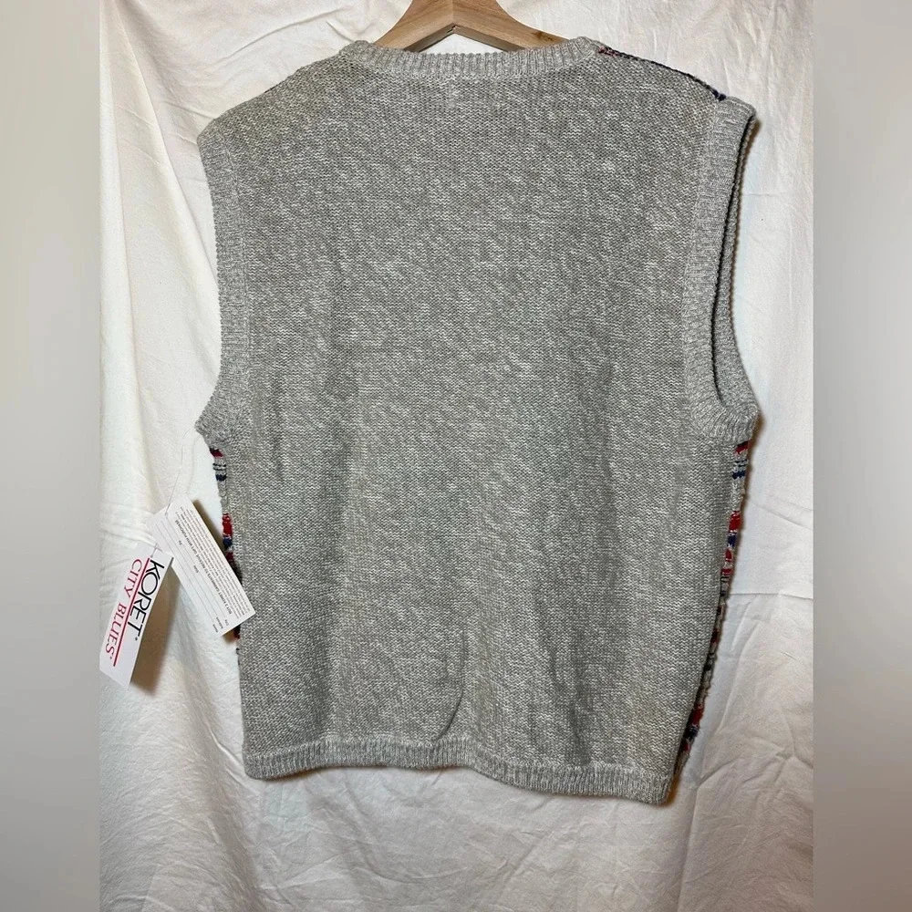 NEW VTG Koret Sweater Vest 3D Woven Women’s Petite M Red Blue Cottagecore Granny